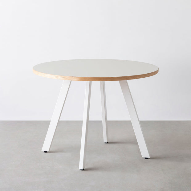 THE CAFE TABLE / リノリウム 全24色　White Steel 4本脚 × ラウンド φ81 - 100