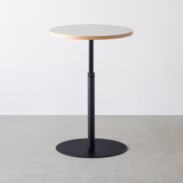 THE CAFE TABLE / リノリウム 全24色　Black Steel 1本脚 × ラウンド φ61 - 70