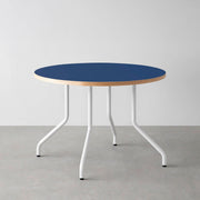 THE CAFE TABLE / リノリウム 全24色　White Steel 4本脚 × ラウンド φ81 - 100