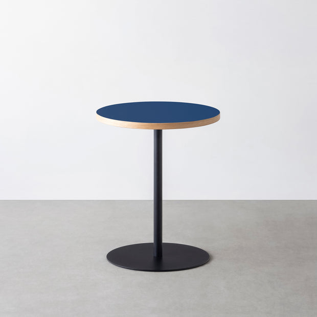 THE CAFE TABLE / リノリウム 全24色　Black Steel 1本脚 × ラウンド φ50 - 60