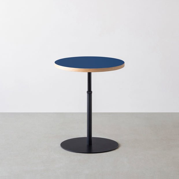 THE CAFE TABLE / リノリウム 全24色　Black Steel 1本脚 × ラウンド φ50 - 60