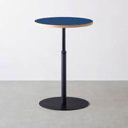 THE CAFE TABLE / リノリウム 全24色　Black Steel 1本脚 × ラウンド φ61 - 70