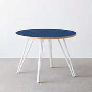 THE CAFE TABLE / リノリウム 全24色　White Steel 4本脚 × ラウンド φ81 - 100
