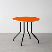 THE CAFE TABLE / リノリウム 全24色　Black Steel 4本脚 × ラウンド φ61 - 80