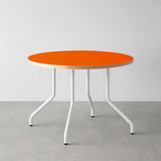 THE CAFE TABLE / リノリウム 全24色　White Steel 4本脚 × ラウンド φ81 - 100