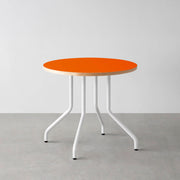 THE CAFE TABLE / リノリウム 全24色　White Steel 4本脚 × ラウンド φ61 - 80