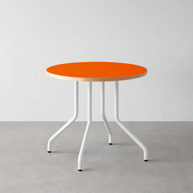 THE CAFE TABLE / リノリウム 全24色　White Steel 4本脚 × ラウンド φ61 - 80