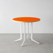 THE CAFE TABLE / リノリウム 全24色　White Steel 4本脚 × ラウンド φ61 - 80