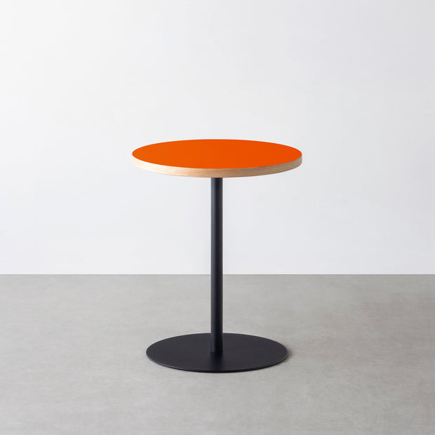 THE CAFE TABLE / リノリウム 全24色　Black Steel 1本脚 × ラウンド φ50 - 60