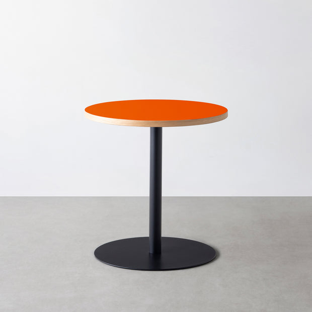 THE CAFE TABLE / リノリウム 全24色　Black Steel 1本脚 × ラウンド φ61 - 70