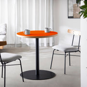 THE CAFE TABLE / リノリウム 全24色　Black Steel 1本脚 × ラウンド φ61 - 70