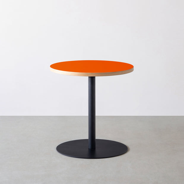 THE CAFE TABLE / リノリウム 全24色　Black Steel 1本脚 × ラウンド φ61 - 70