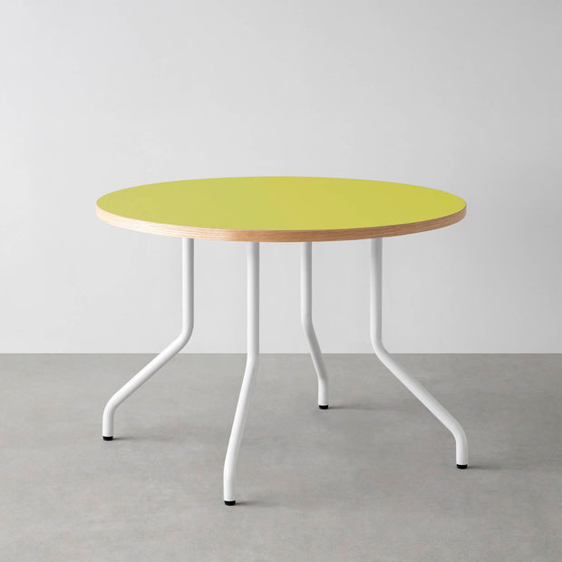 THE CAFE TABLE / リノリウム 全24色　White Steel 4本脚 × ラウンド φ81 - 100