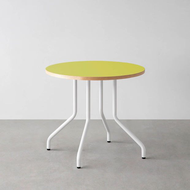 THE CAFE TABLE / リノリウム 全24色　White Steel 4本脚 × ラウンド φ61 - 80