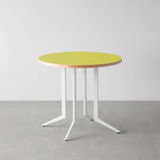 THE CAFE TABLE / リノリウム 全24色　White Steel 4本脚 × ラウンド φ61 - 80