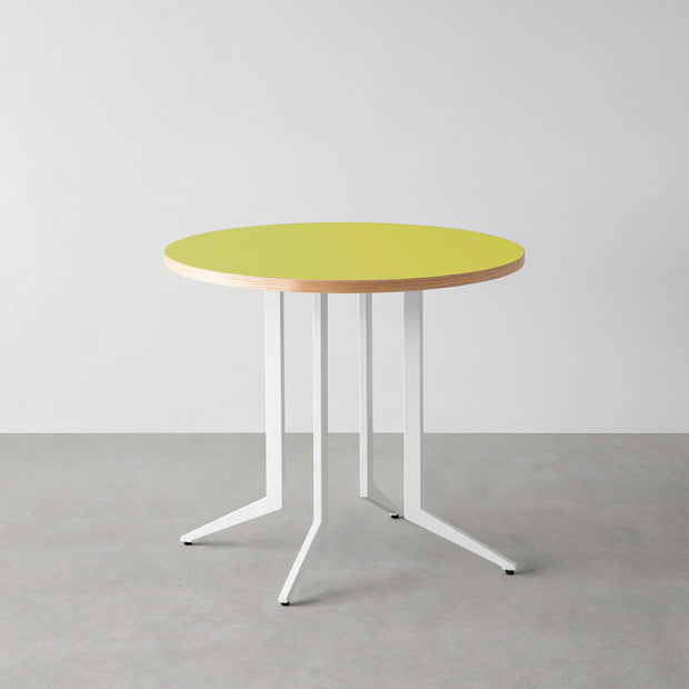 THE CAFE TABLE / リノリウム 全24色　White Steel 4本脚 × ラウンド φ61 - 80