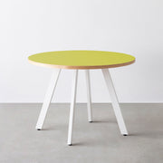 THE CAFE TABLE / リノリウム 全24色　White Steel 4本脚 × ラウンド φ81 - 100