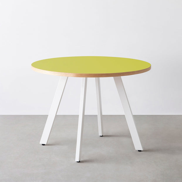 THE CAFE TABLE / リノリウム 全24色　White Steel 4本脚 × ラウンド φ81 - 100