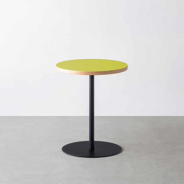 THE CAFE TABLE / リノリウム 全24色　Black Steel 1本脚 × ラウンド φ50 - 60