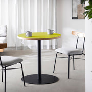 THE CAFE TABLE / リノリウム 全24色　Black Steel 1本脚 × ラウンド φ61 - 70