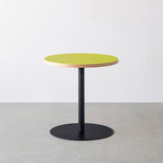 THE CAFE TABLE / リノリウム 全24色　Black Steel 1本脚 × ラウンド φ61 - 70