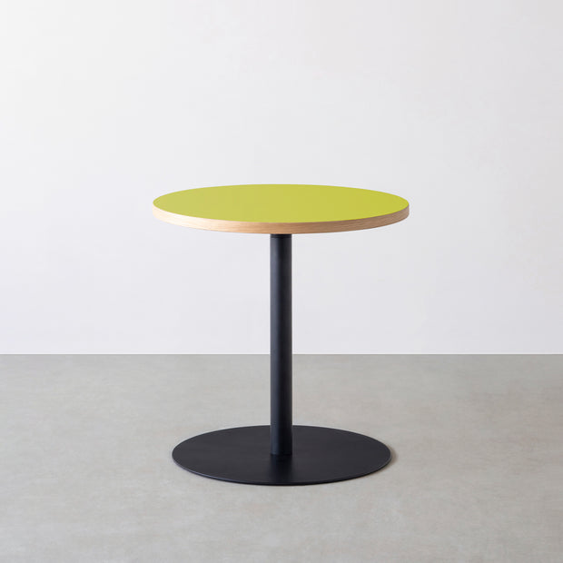 THE CAFE TABLE / リノリウム 全24色　Black Steel 1本脚 × ラウンド φ61 - 70