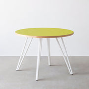 THE CAFE TABLE / リノリウム 全24色　White Steel 4本脚 × ラウンド φ81 - 100