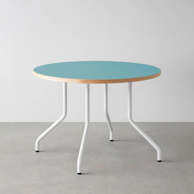 THE CAFE TABLE / リノリウム 全24色　White Steel 4本脚 × ラウンド φ81 - 100