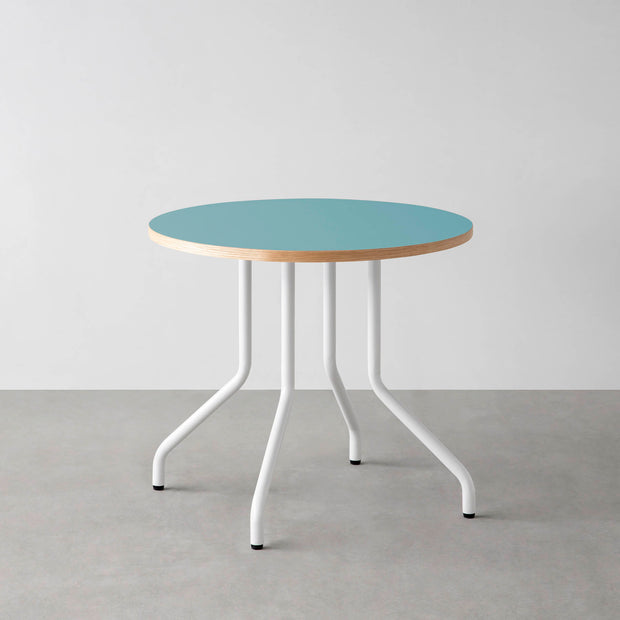 THE CAFE TABLE / リノリウム 全24色　White Steel 4本脚 × ラウンド φ61 - 80