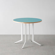 THE CAFE TABLE / リノリウム 全24色　White Steel 4本脚 × ラウンド φ61 - 80