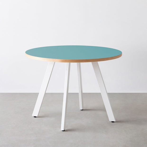 THE CAFE TABLE / リノリウム 全24色　White Steel 4本脚 × ラウンド φ81 - 100