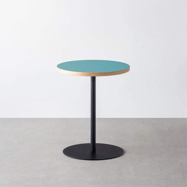 THE CAFE TABLE / リノリウム 全24色　Black Steel 1本脚 × ラウンド φ50 - 60