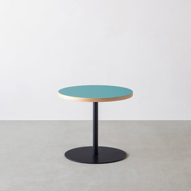 THE CAFE TABLE / リノリウム 全24色　Black Steel 1本脚 × ラウンド φ50 - 60