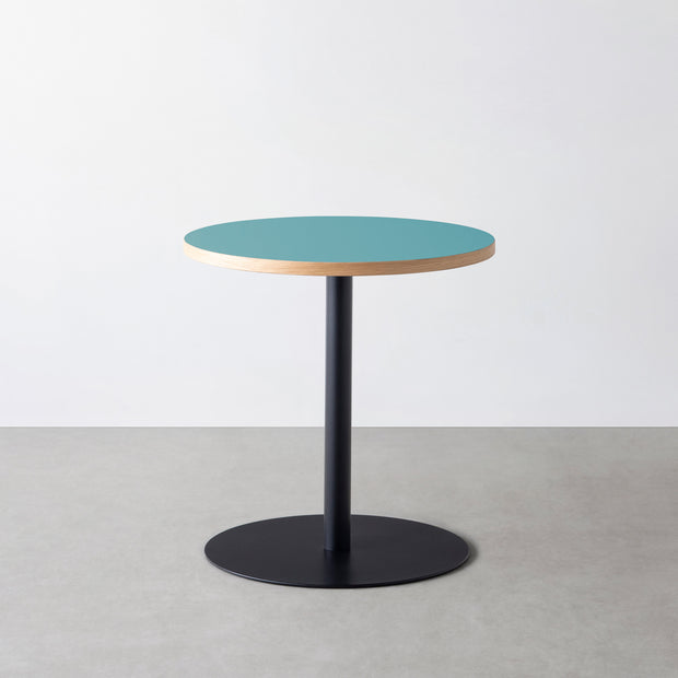 THE CAFE TABLE / リノリウム 全24色　Black Steel 1本脚 × ラウンド φ61 - 70