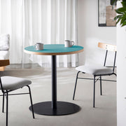 THE CAFE TABLE / リノリウム 全24色　Black Steel 1本脚 × ラウンド φ61 - 70