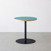 THE CAFE TABLE / リノリウム 全24色　Black Steel 1本脚 × ラウンド φ61 - 70
