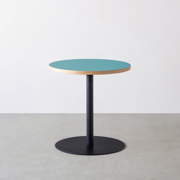 THE CAFE TABLE / リノリウム 全24色　Black Steel 1本脚 × ラウンド φ61 - 70