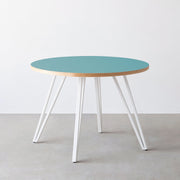 THE CAFE TABLE / リノリウム 全24色　White Steel 4本脚 × ラウンド φ81 - 100
