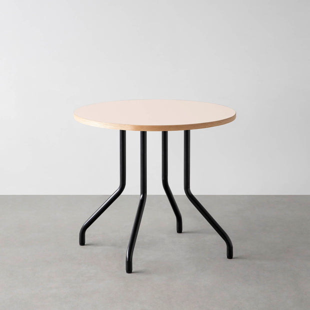 THE CAFE TABLE / リノリウム 全24色　Black Steel 4本脚 × ラウンド φ61 - 80