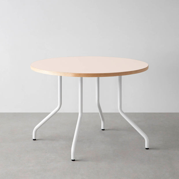 THE CAFE TABLE / リノリウム 全24色　White Steel 4本脚 × ラウンド φ81 - 100