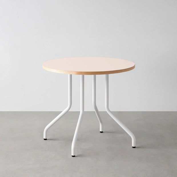 THE CAFE TABLE / リノリウム 全24色　White Steel 4本脚 × ラウンド φ61 - 80