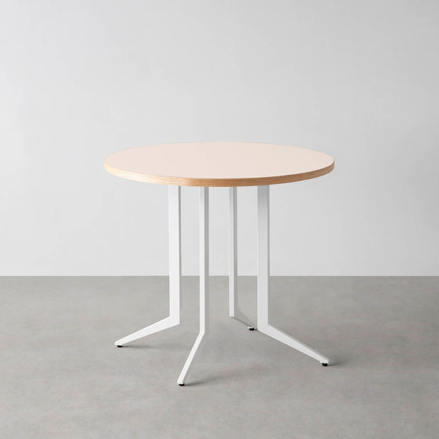 THE CAFE TABLE / リノリウム 全24色　White Steel 4本脚 × ラウンド φ61 - 80