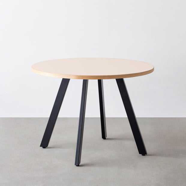 THE CAFE TABLE / リノリウム 全24色　Black Steel 4本脚 × ラウンド φ81 - 100
