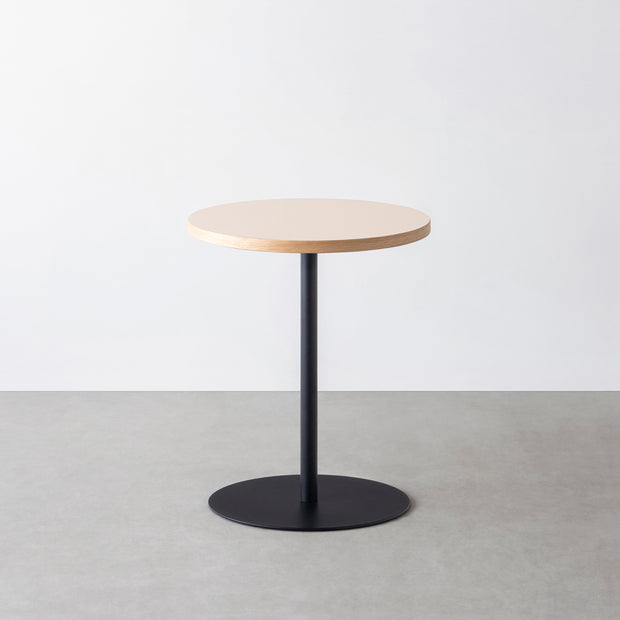 THE CAFE TABLE / リノリウム 全24色　Black Steel 1本脚 × ラウンド φ50 - 60