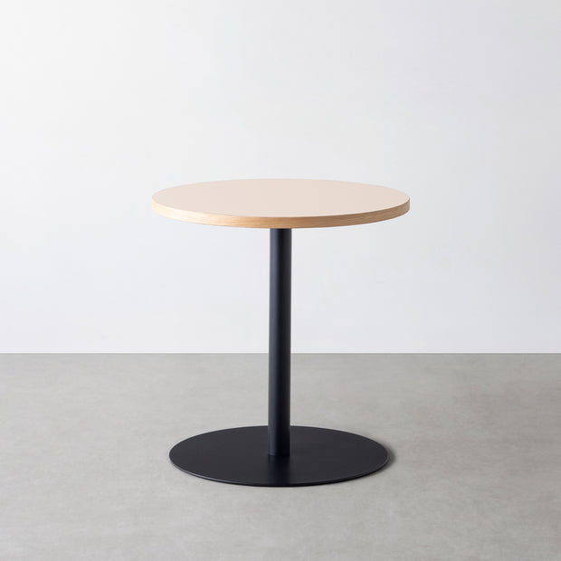 THE CAFE TABLE / リノリウム 全24色　Black Steel 1本脚 × ラウンド φ61 - 70