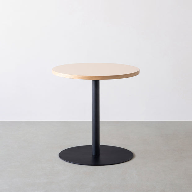 THE CAFE TABLE / リノリウム 全24色　Black Steel 1本脚 × ラウンド φ61 - 70