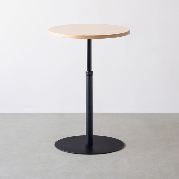 THE CAFE TABLE / リノリウム 全24色　Black Steel 1本脚 × ラウンド φ61 - 70