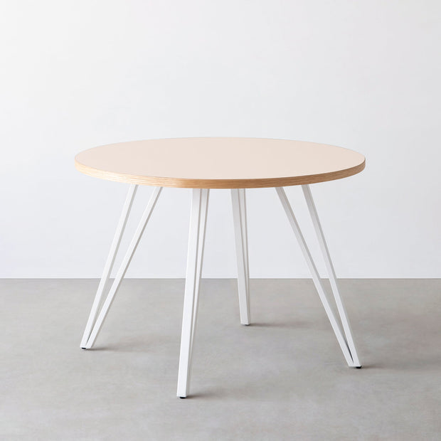 THE CAFE TABLE / リノリウム 全24色　White Steel 4本脚 × ラウンド φ81 - 100