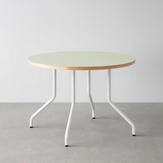 THE CAFE TABLE / リノリウム 全24色　White Steel 4本脚 × ラウンド φ81 - 100