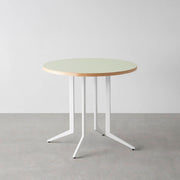 THE CAFE TABLE / リノリウム 全24色　White Steel 4本脚 × ラウンド φ61 - 80